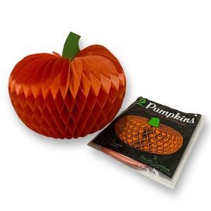 Beistle, Vintage 2 Pack 10 Inch Art Tissue Centerpiece Pumpkins, Honey Comb Art